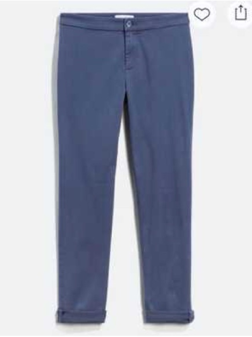 Lila Ryan Zuri Mid Rise Skinny Rolled-up Hem Tapered Trouser Pants Steel Blue 8